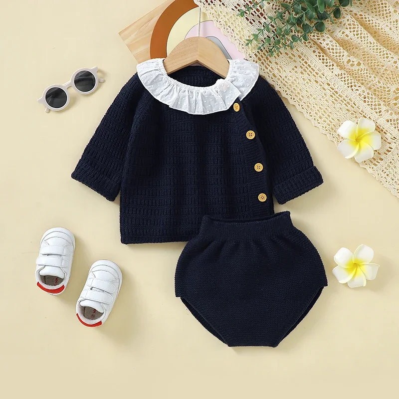Conjunto bebé otoño suéter manga larga y pantalón jersey Turn-down - imagen 3