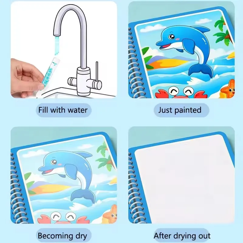 Libro mágico de dibujo al agua para niños, libro para colorear reutilizable, aprendizaje educativo temprano, pintura, juguetes de dibujo para niños - imagen 5