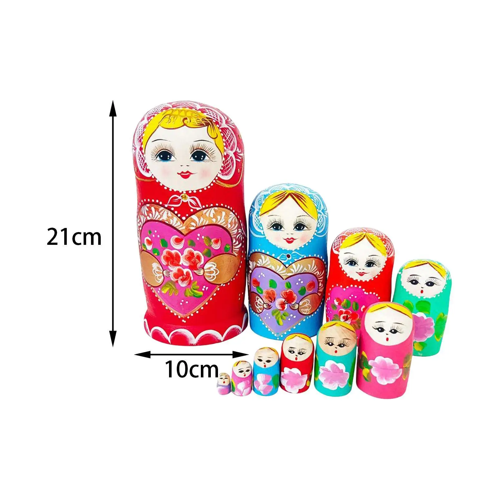 10 Pieces Russian Nesting Dolls Wood Matryoshka Dolls Crafts Collectible Decoration Nesting Russian for Adults Gifts