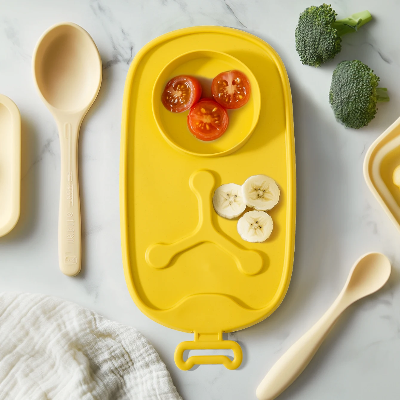 Color niños 1 Uds. Cuenco de silicona para bebé, plato de alimentación antideslizante, almacenamiento de entrenamiento, platos portátiles, vajilla, regalo para Baby Shower - imagen 3