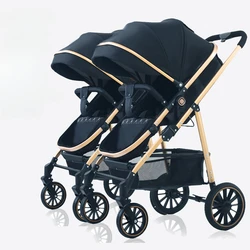 Cochecito gemelos doble plegable con respaldo ajustable