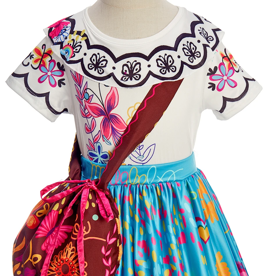 Vestido de niña princesa floral con bolso - imagen 3