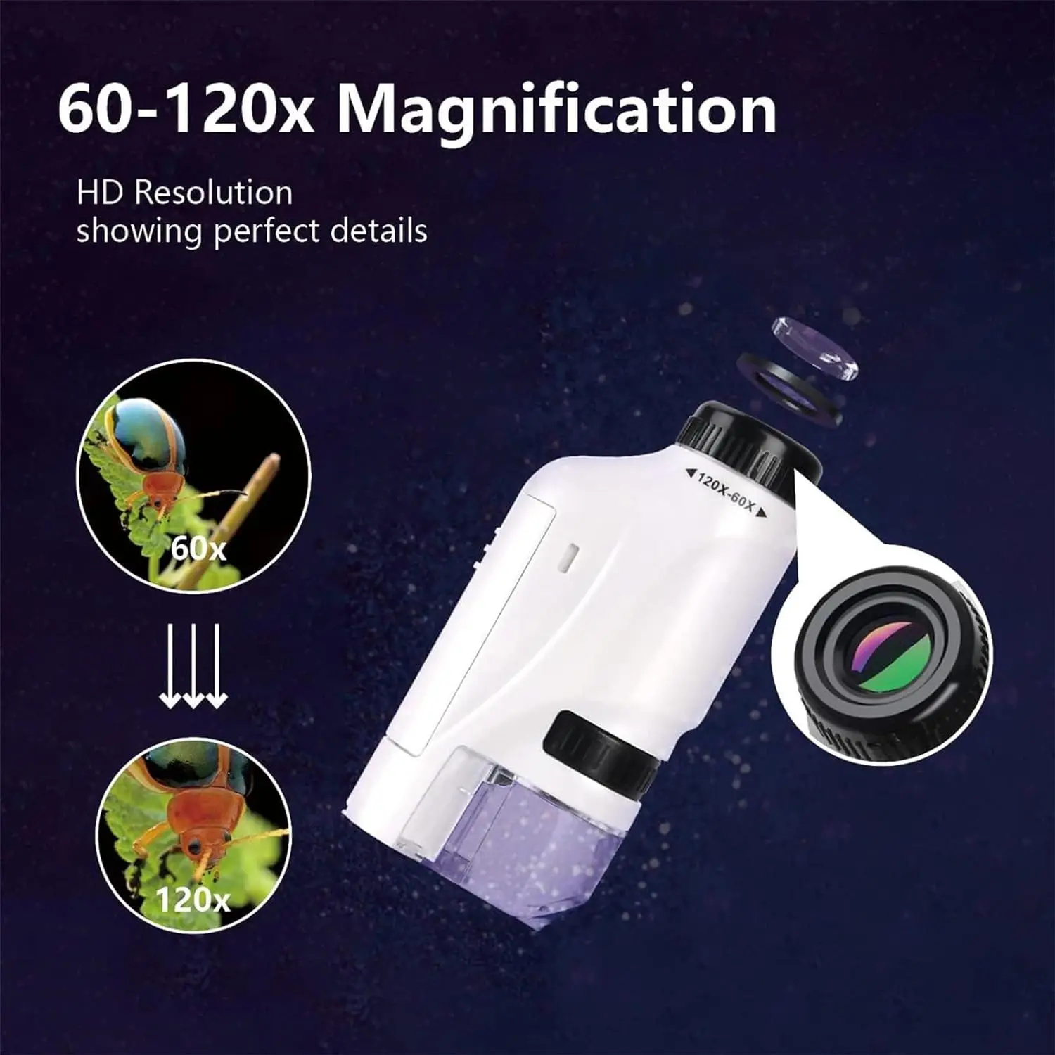 Microscopio portátil de mano, Mini conjunto de equipo de experimentos científicos para estudiantes de escuela primaria y secundaria, juguete para regalo - imagen 2