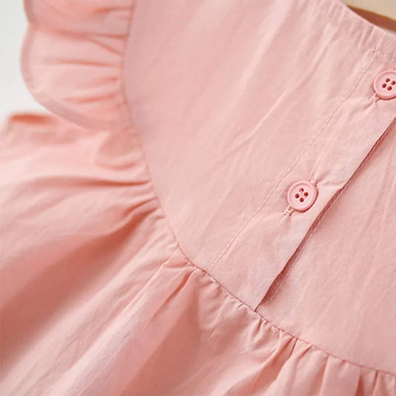 Vestidos de verano de 2 piezas, ropa para niñas, bonito vestido coreano de princesa con lazo liso sin mangas de algodón para niños pequeños + bolsa, ropa para bebés B087 - imagen 4