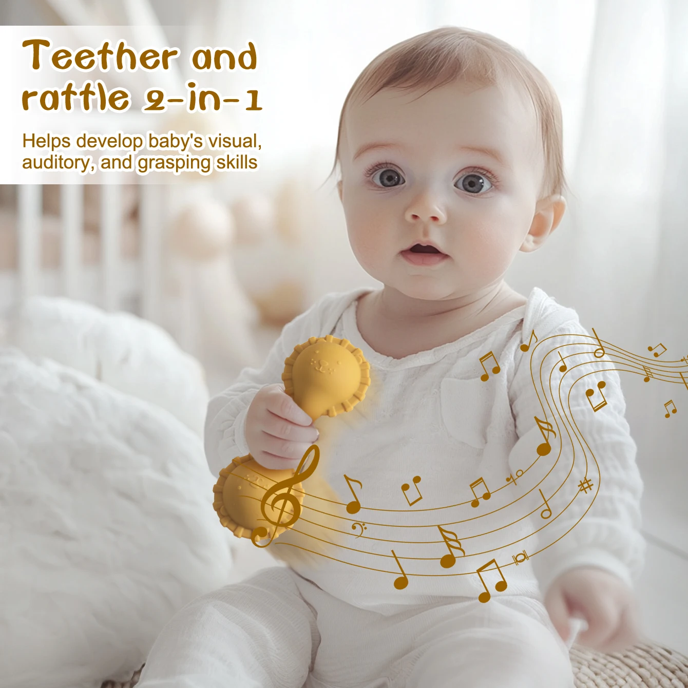 Color niños 1 Uds bebé silicona gato mordedor sonajero juguete 0-12 meses masticar mordedor juguete sin BPA entrenamiento sensorial cosas para bebés - imagen 5