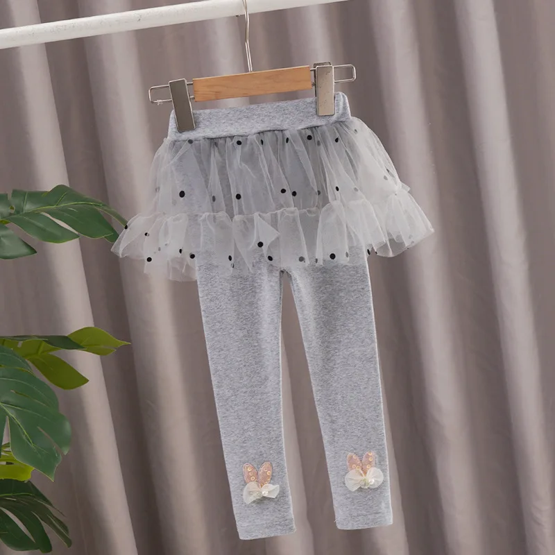 Falda de algodón de calidad para niñas, pantalones para niños, faldas de princesa, pantalones negros grises para bebés, mallas para niños - imagen 2