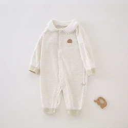 Pelele de manga larga de algodón con rayas para bebé niña