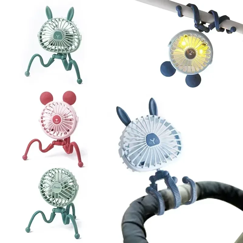1 Uds nueva moda creativa cochecito Usb pulpo silencioso pequeño ventilador portátil Variable cochecito de bebé trípode escritorio Clip Fans - imagen 2
