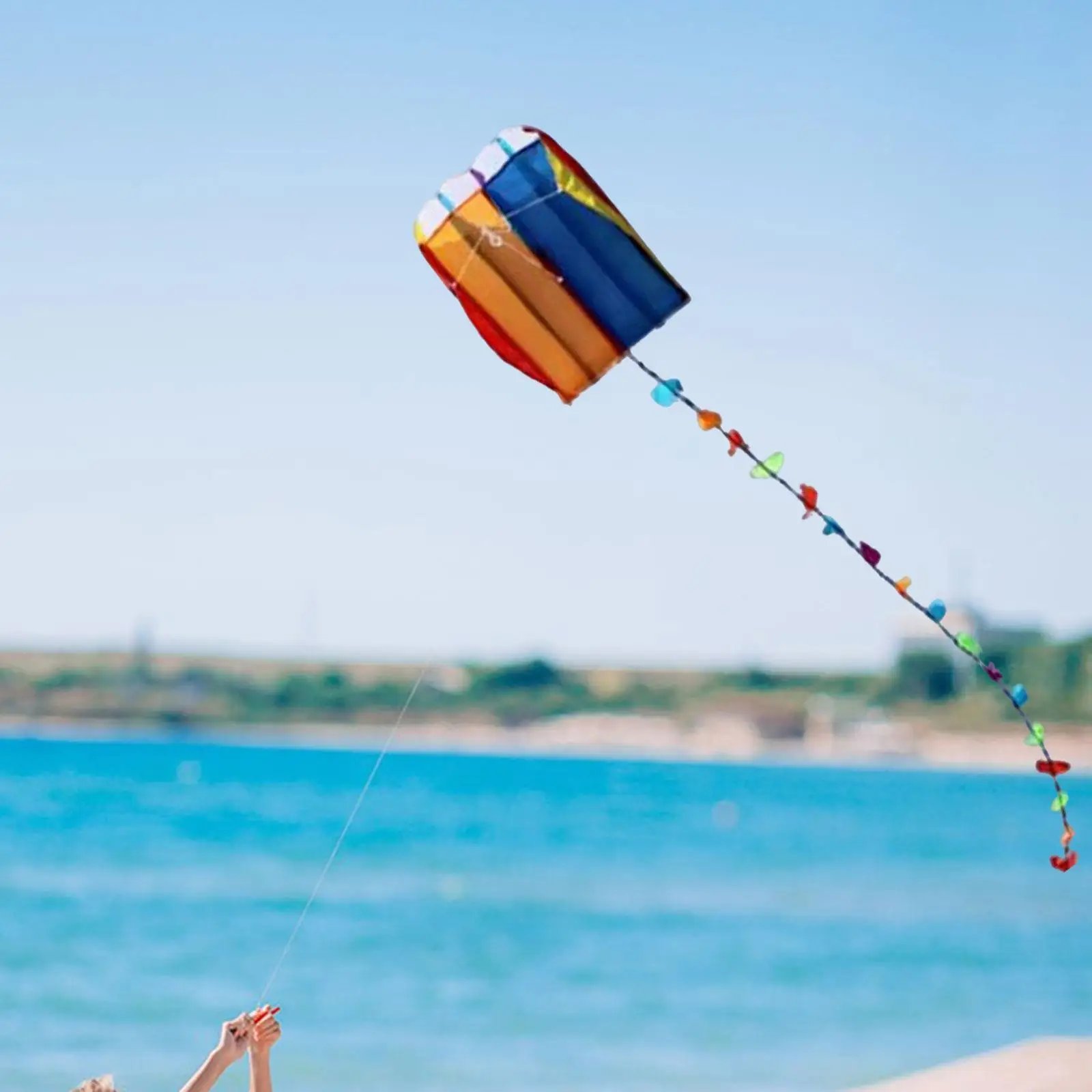Small Rainbow Soft Kite Portable Flying Toy for Beach Park Backyard Adults