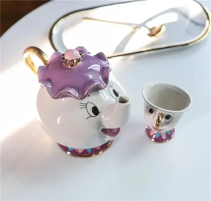 Tetera de dibujos animados de Disney, tetera La Bella y La Bestia, tazas de café, tazas de señora, juego de tazas de té, decoración de escritorio, artículos para el hogar, regalos para niñas - imagen 3