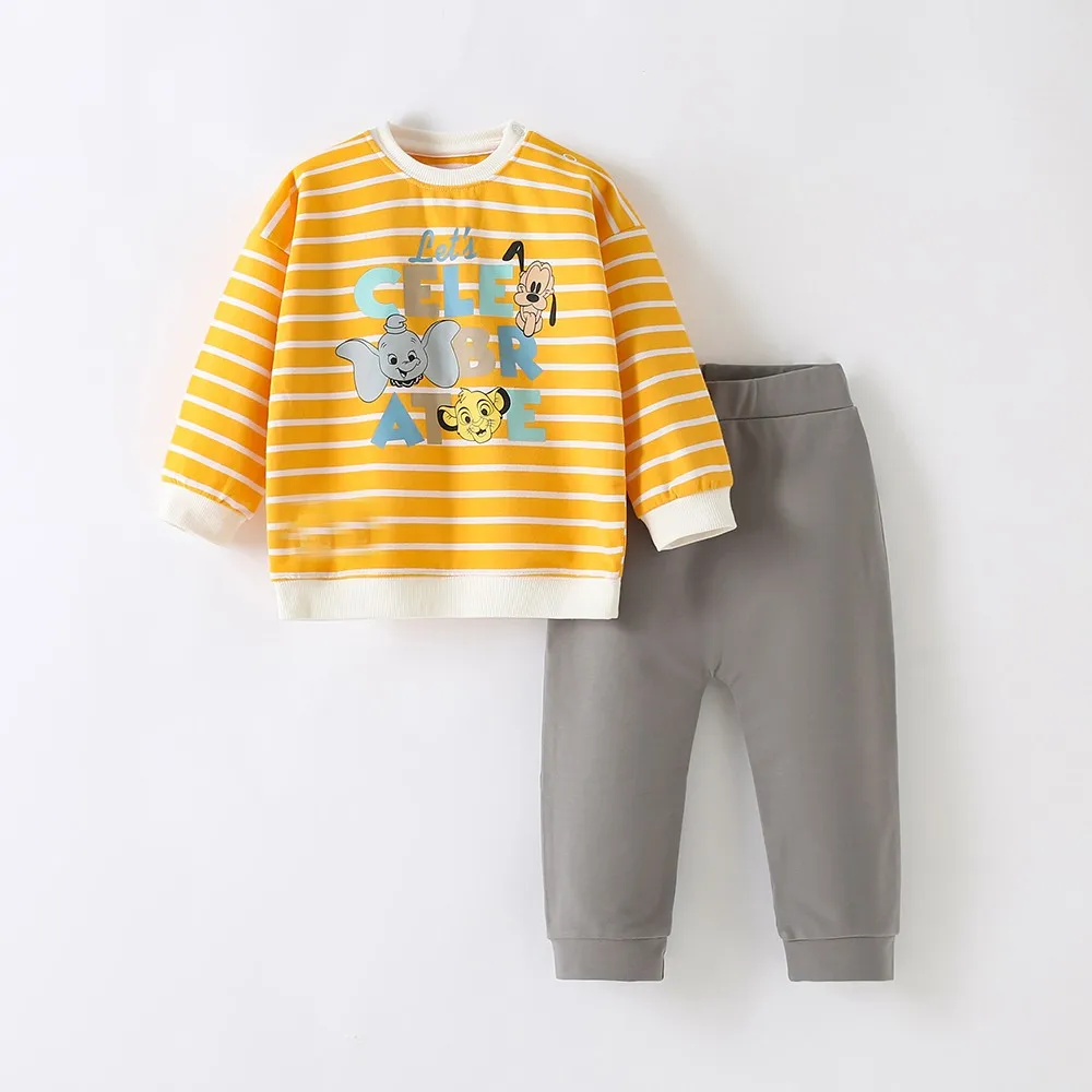 Sudadera de Winnie Pooh a rayas para bebé, ropa de otoño, Tops de manga larga + Pantalones de chándal, chándal informal para niño - imagen 3