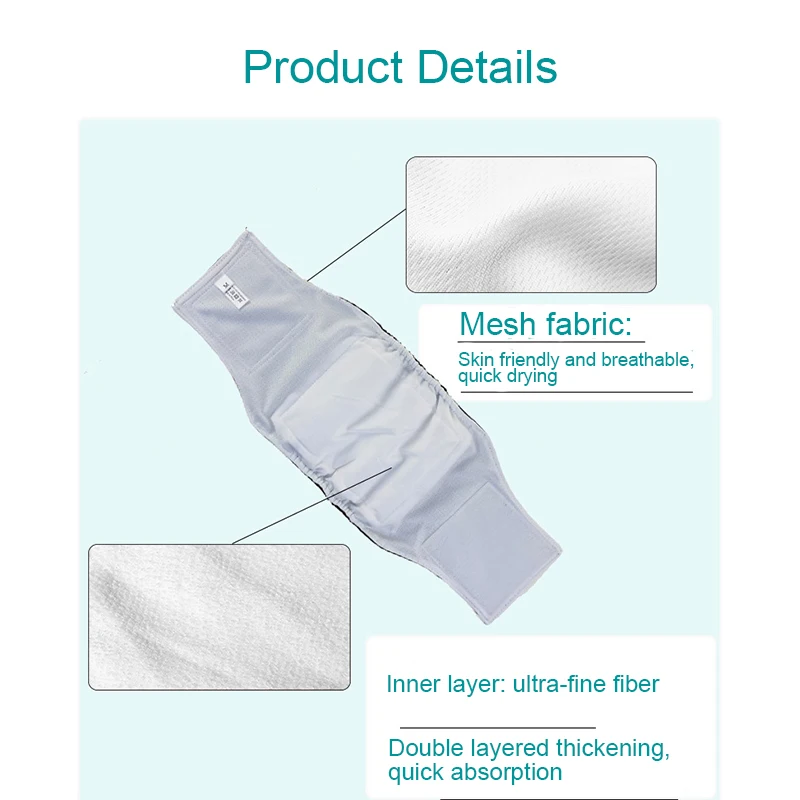Bandas impermeables reutilizables para el vientre del perro masculino: pañales lavables ecológicos |   Impresión digital circular |   Pañales para perros - imagen 3