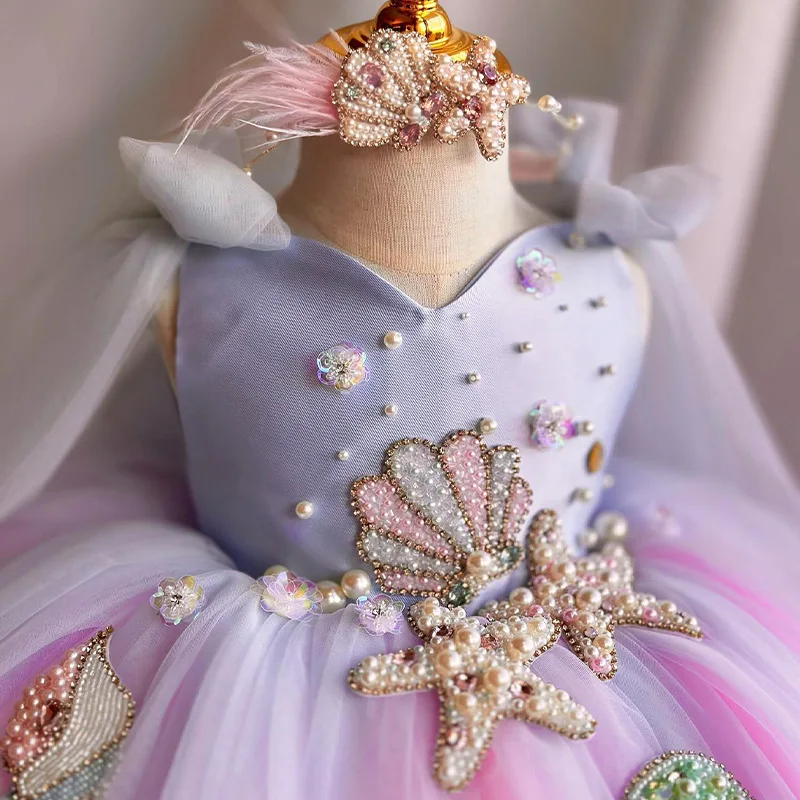 Vestido de flores para niñas pequeñas, vestidos de tutú de manga larga con volantes, vestido de tul con lentejuelas y estrellas para vacaciones de otoño e invierno de 2 a 6 años para fiesta - imagen 3