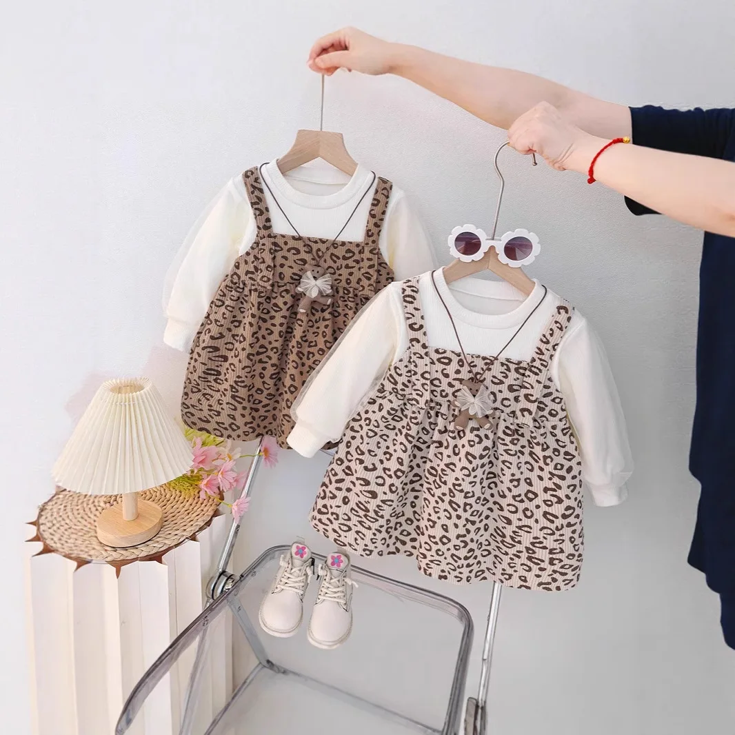 Vestido niña otoño de manga larga con osito de peluche