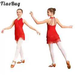 Vestido de baile jazz niña lentejuelas flecos halter