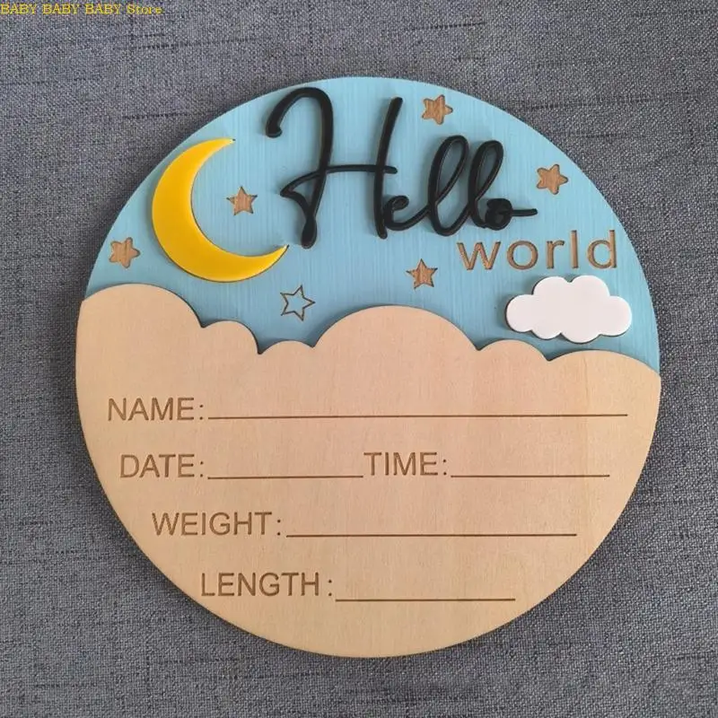 Q81A grabado Nombre del bebé Detalle nacimiento Memorial Memorial Redonde Nursery Decoración - imagen 5