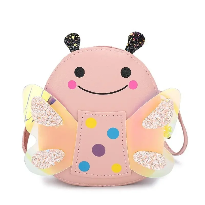 Bolso cruzado de dibujos animados de abeja pequeña para niñas, monedero bonito de cuero PU para niños, Mini bolsos de moda con lentejuelas para niños, bolsos de hombro de princesa - imagen 5