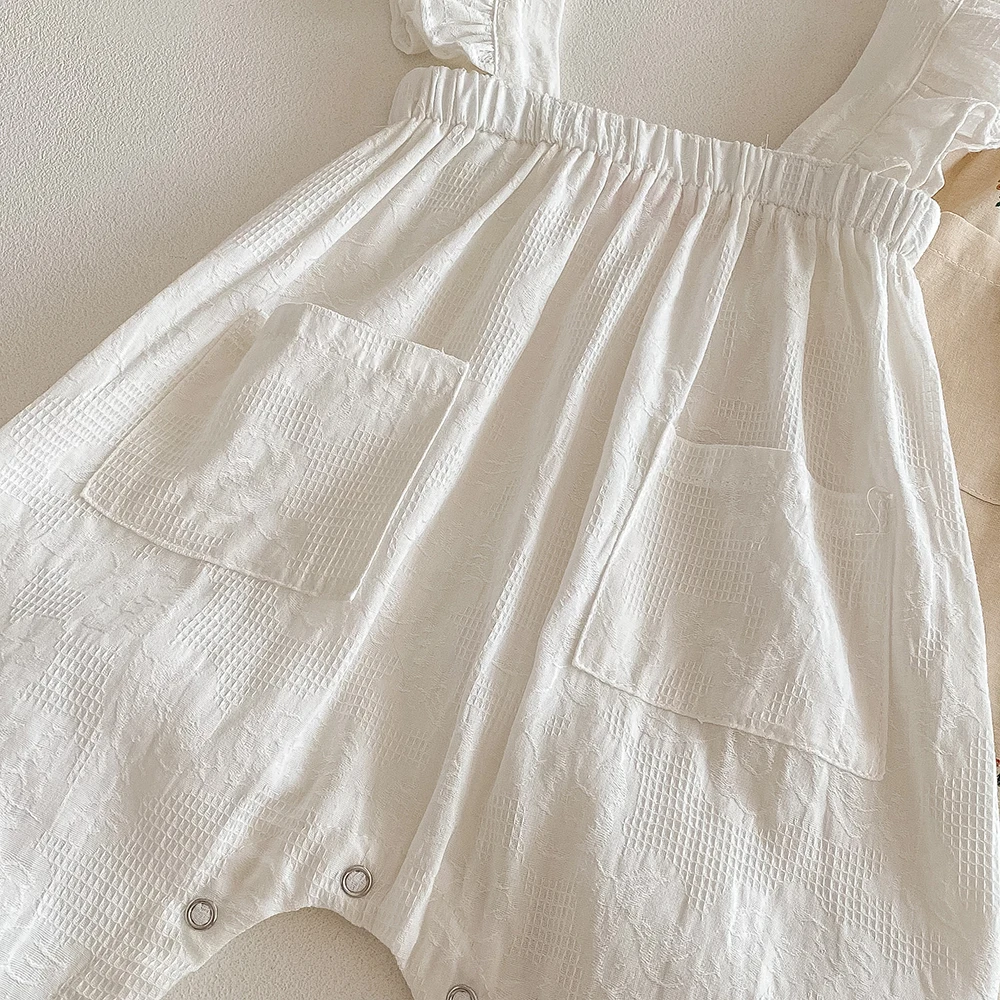 Mono pelele floral con encaje y volantes para niña – Primavera verano - imagen 4