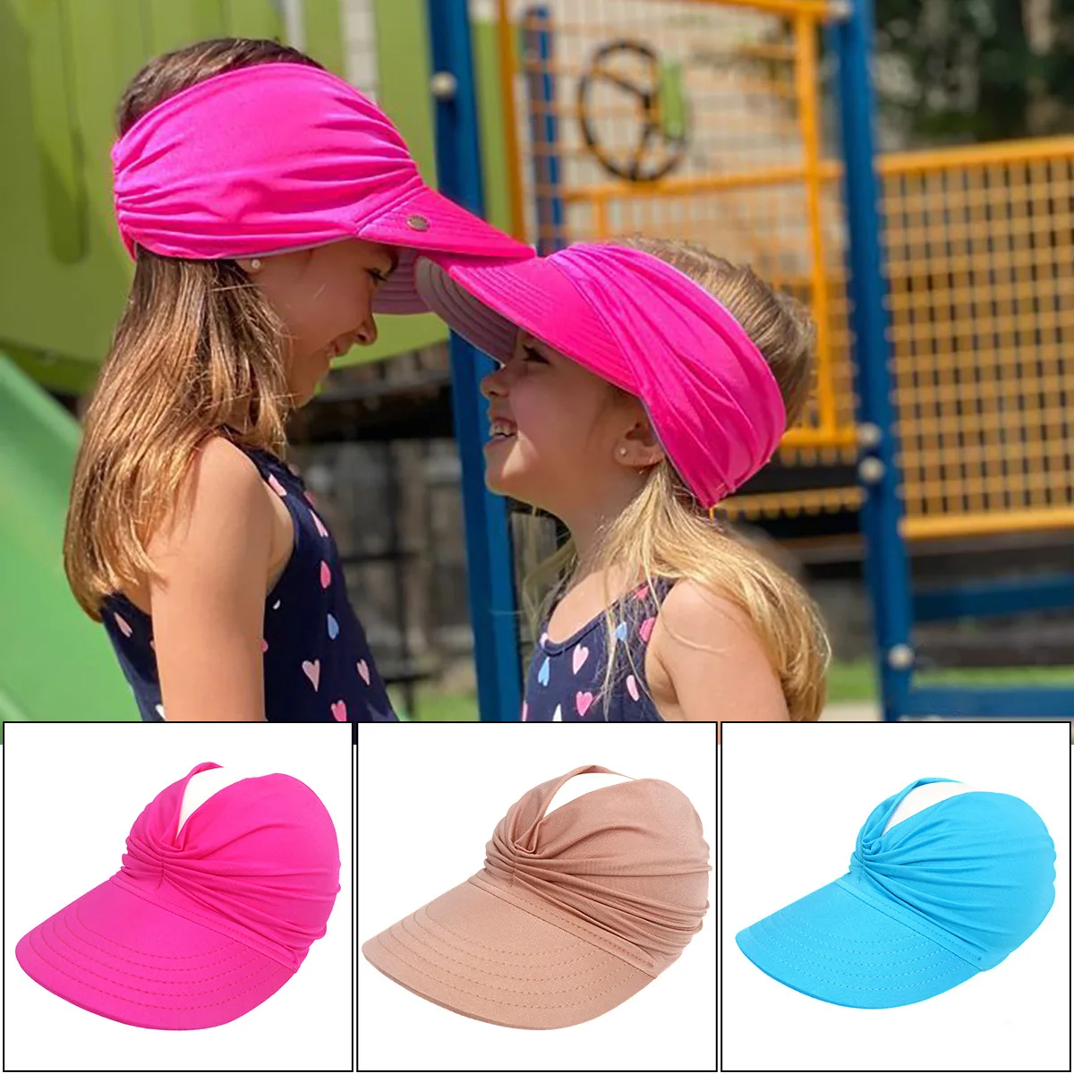 Sombreros de sol de verano para playa, gorra de béisbol con protección UV de ala ancha para niños, gorra de copa vacía transpirable de secado rápido para exteriores - imagen 3