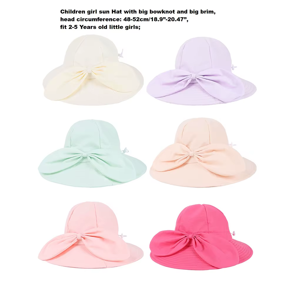 Gorra de sol infantil con lazo – Ala ancha estilo Panamá - imagen 3