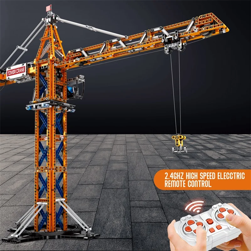 MOC Grúa de juguete RC eléctrica – Bloques construcción montaje