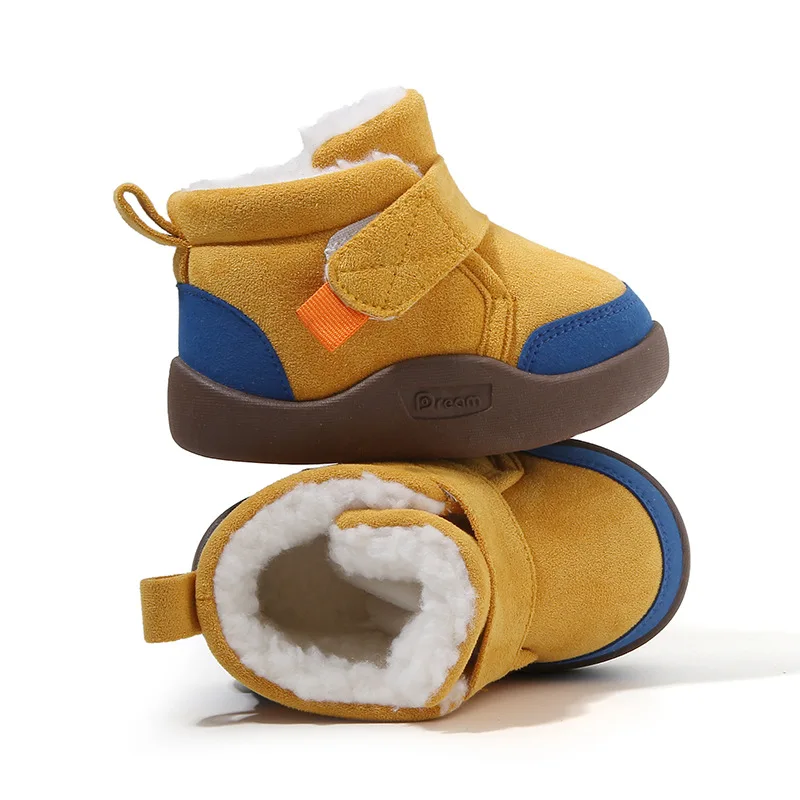 Bota de nieve de invierno para niños, nueva bota gruesa de terciopelo, bota corta a la moda para niños, zapatos versátiles de aprendizaje para bebés para hombres y mujeres - imagen 3