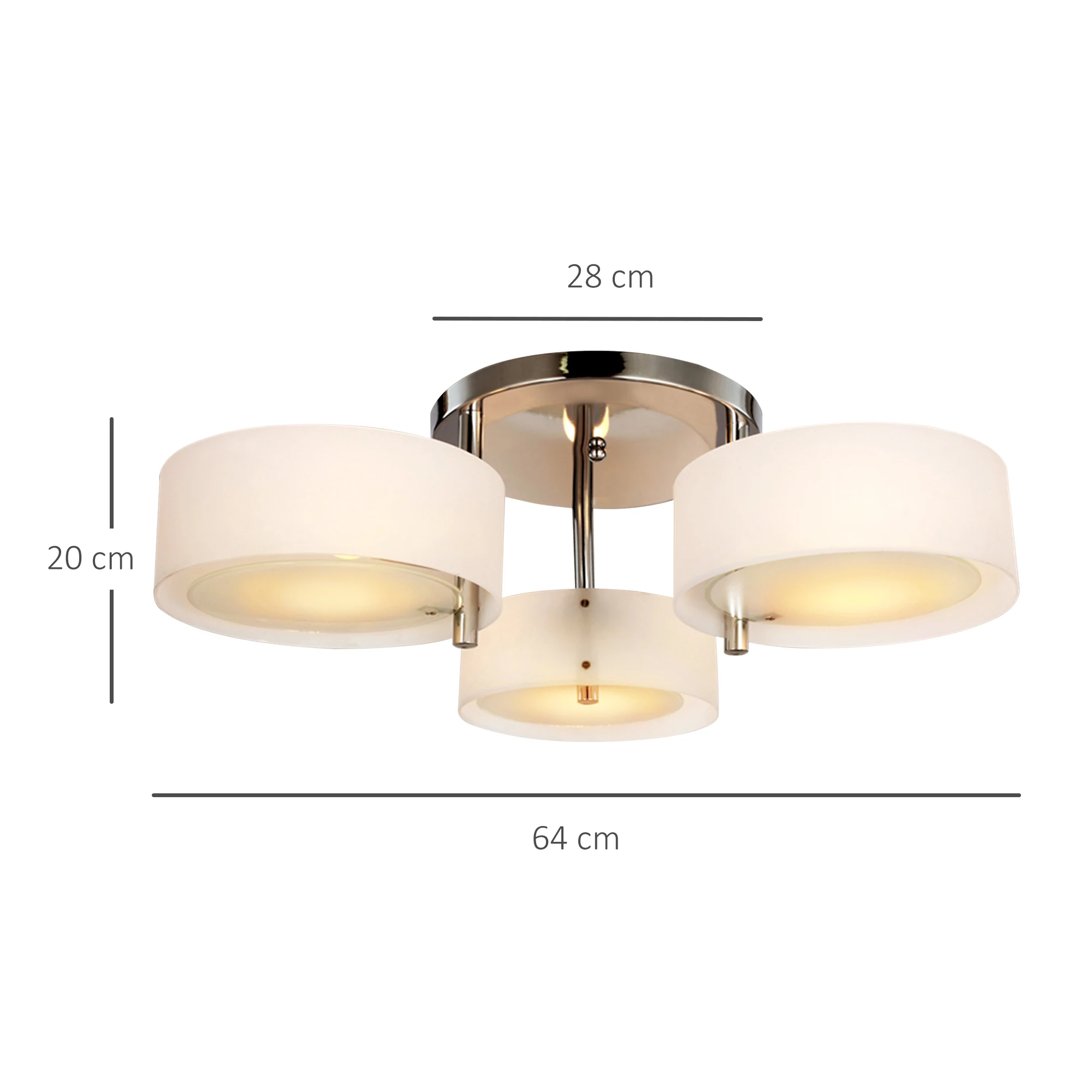 Homcom Modern Ceiling Lamp Drop Pendant Lamp E27 Ceiling Lighting with Acrylic Lampshade Lamp for Living Room Bedroom Dining Room Kitchen White - imagen 5