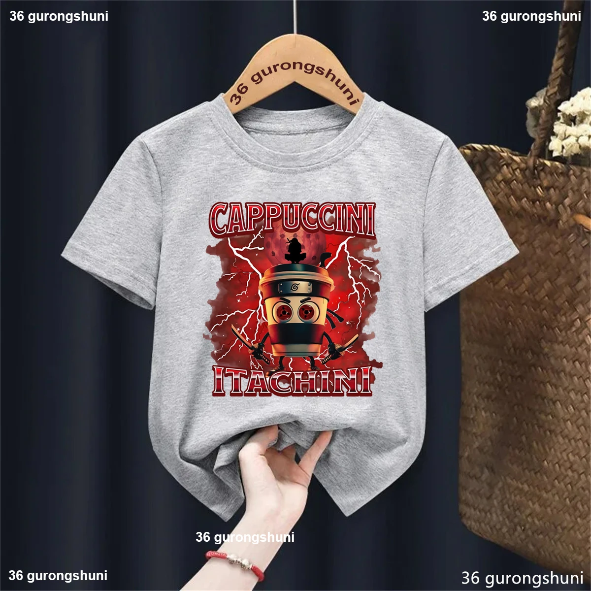 Camiseta con estampado de capuchino Itachini Coffee Ninja para niños, ropa italiana de verano para niños, camiseta para niños pequeños, camiseta de manga corta - imagen 2