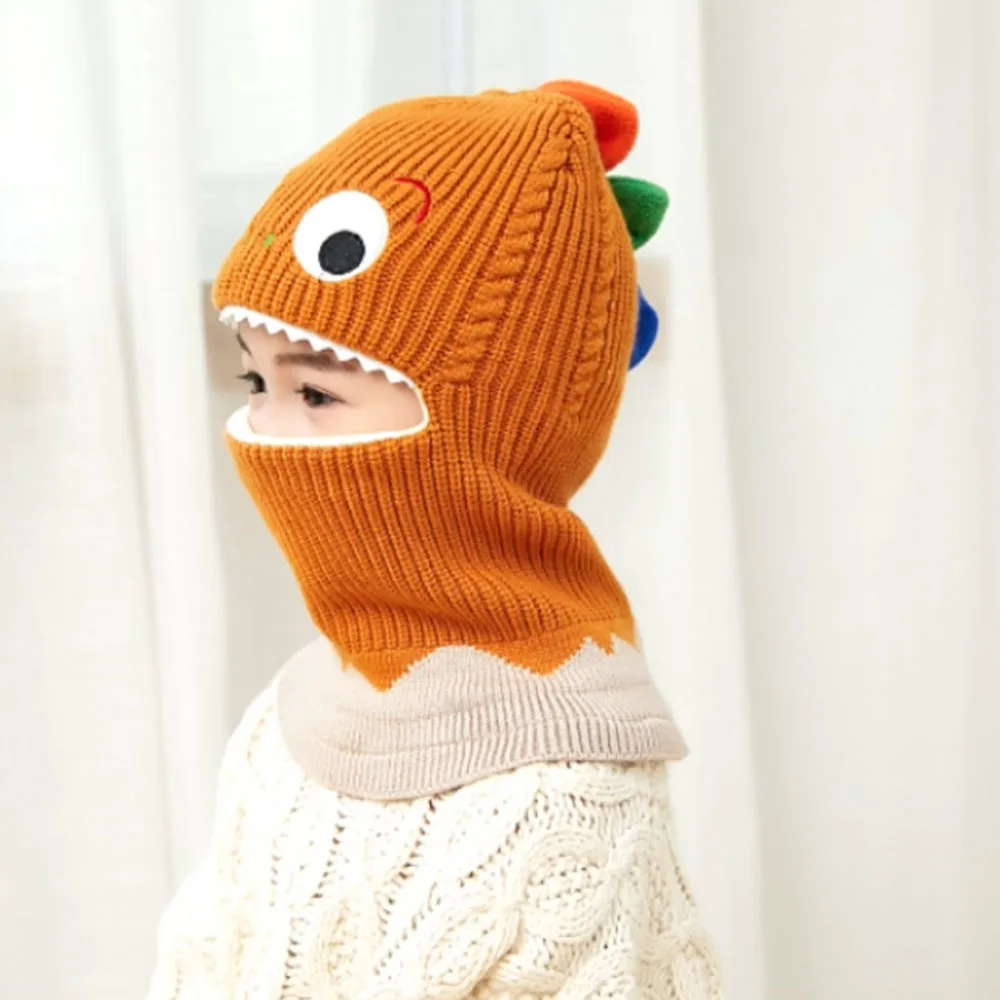 Gorro de invierno de dinosaurio de punto con forro polar para niños, gorro cálido elástico para niños y niñas de 1 a 6 años, ligero y suave calidez para Acción de Gracias - imagen 3
