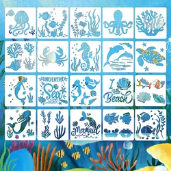 20 unids/lote 13cm Shell Marine DIY plantillas de capas pintura de pared libro de recortes colorear plantilla decorativa de álbum en relieve