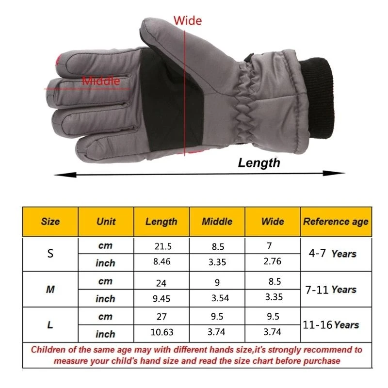 M76C Guantes cálidos invierno para niños, guantes impermeables para esquí y nieve, resistentes viento, impermeables, - imagen 3