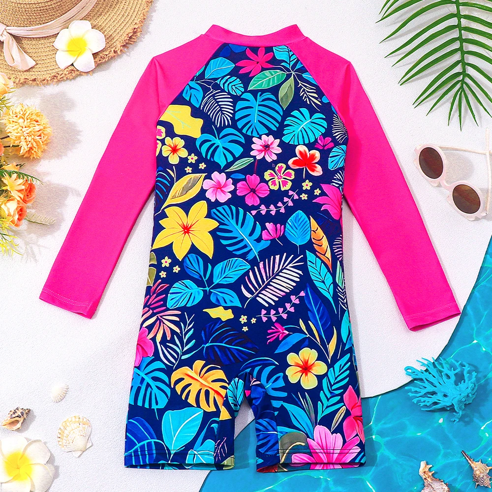 Traje de baño una pieza niña estampado tropical con cremallera frontal - imagen 4