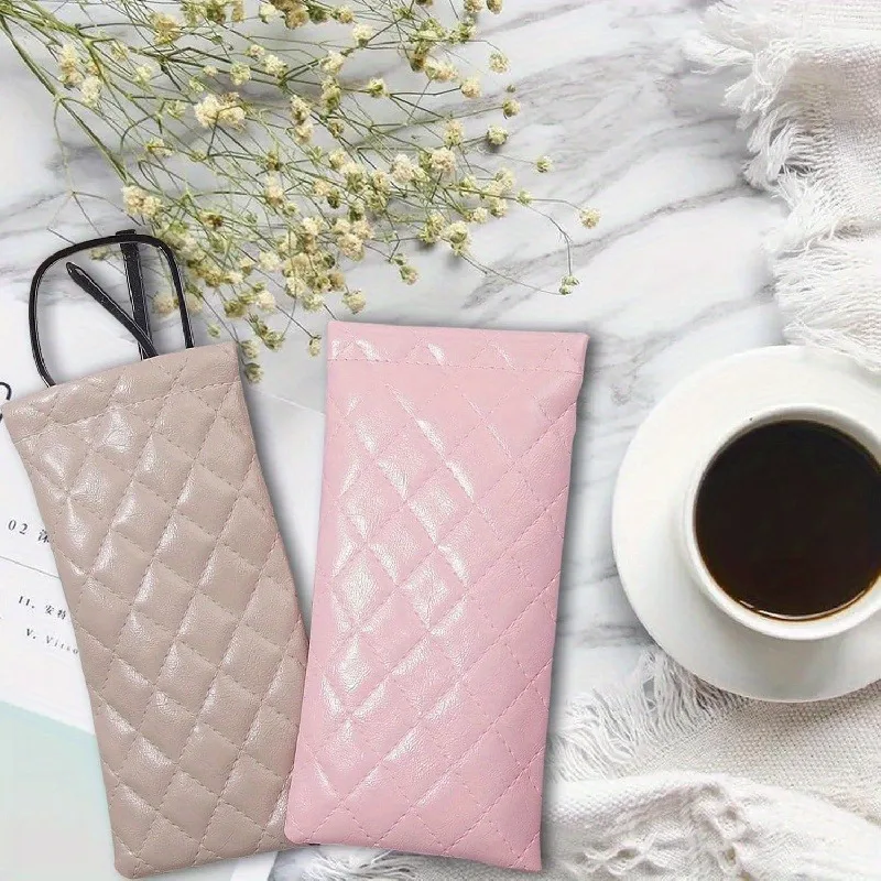 Estuche portátil para gafas exprimido, bolsa suave de cuero PU para gafas, funda para caja de almacenamiento de gafas para teléfono portátil