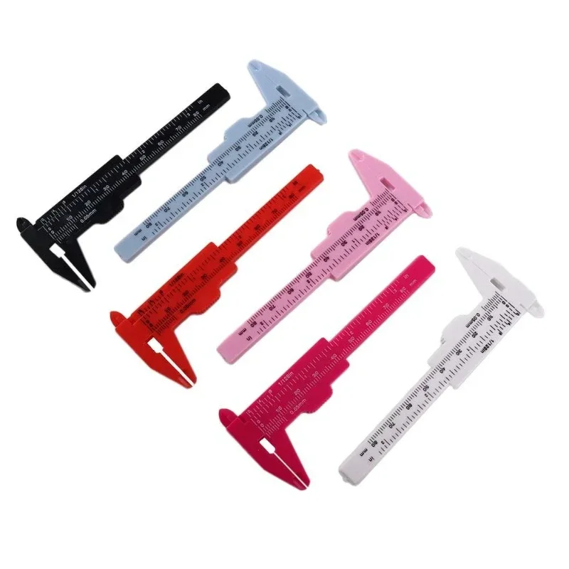 Calibrador Vernier para cejas, tatuaje de medición, Microblading, regla de calibrador de plástico portátil de 80mm, herramientas de medición de maquillaje permanente