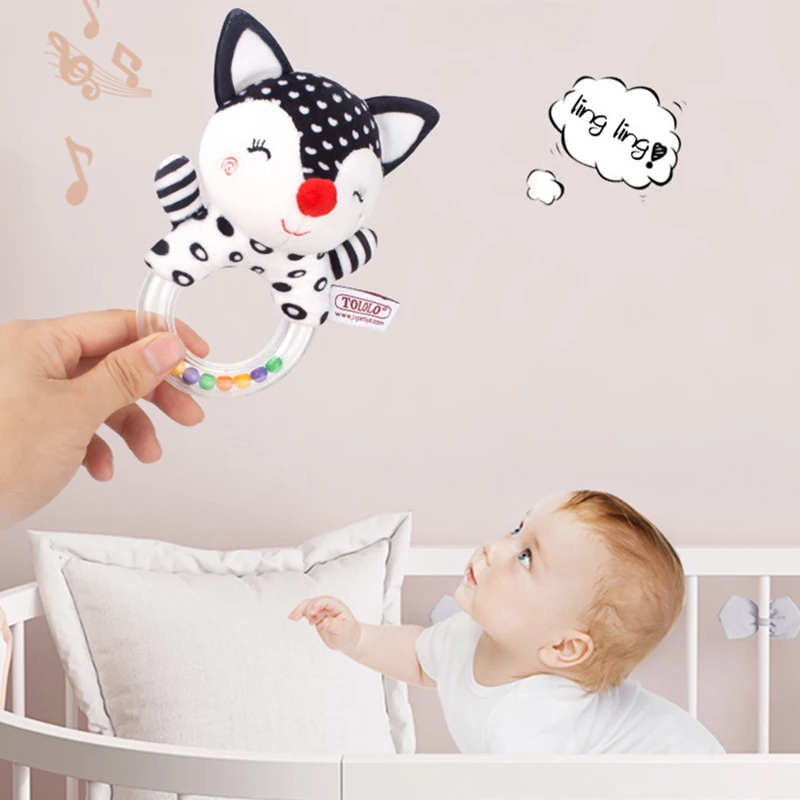 Sonajero de elefante de peluche para bebé, juguete educativo de dibujos animados para recién nacido de 0 a 24 meses, mordedor de campana de anillo de mano de oso - imagen 4