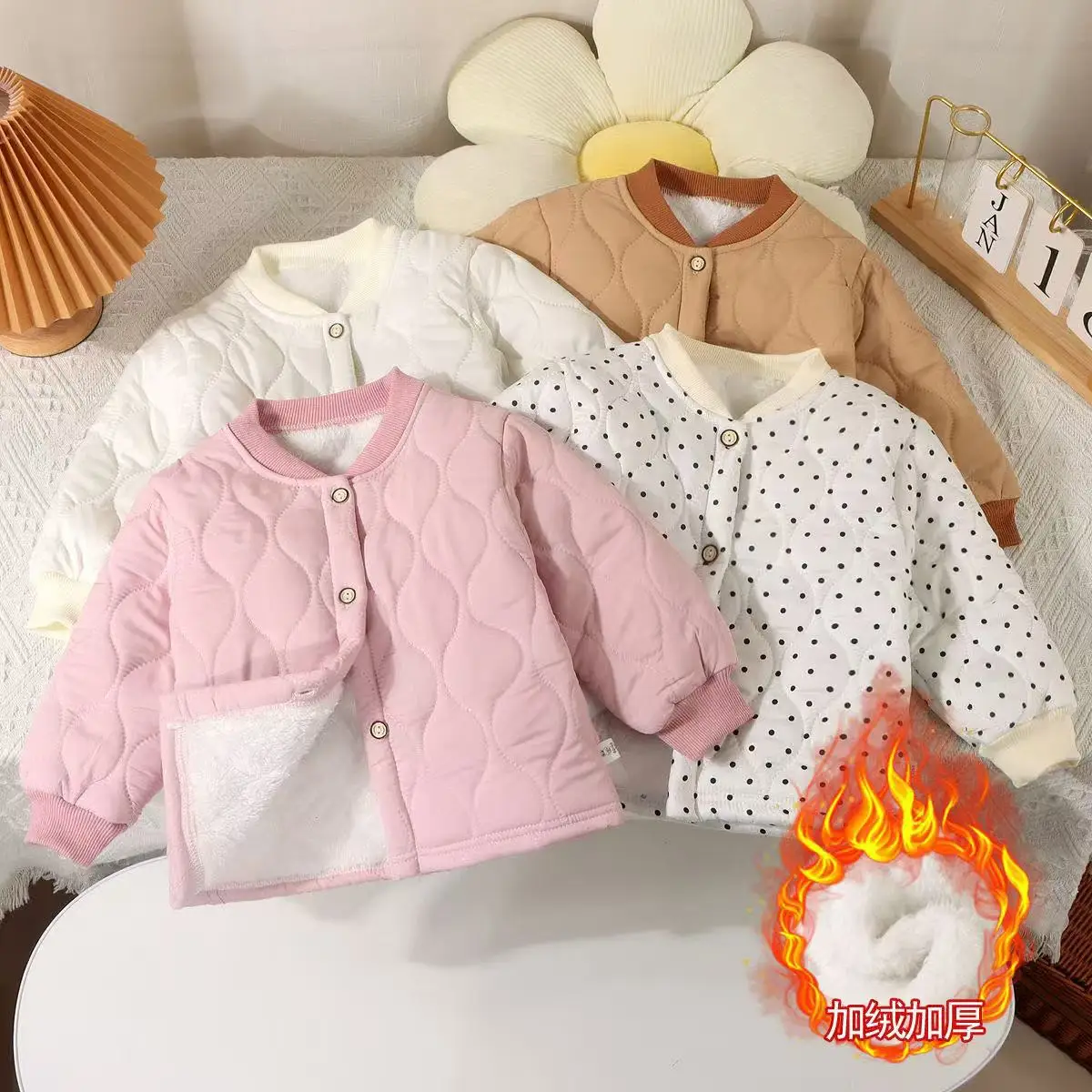 Abrigos acolchados de algodón de invierno para niños, chaquetas gruesas y cálidas de lana con una botonadura, ropa para niños, prendas de vestir exteriores