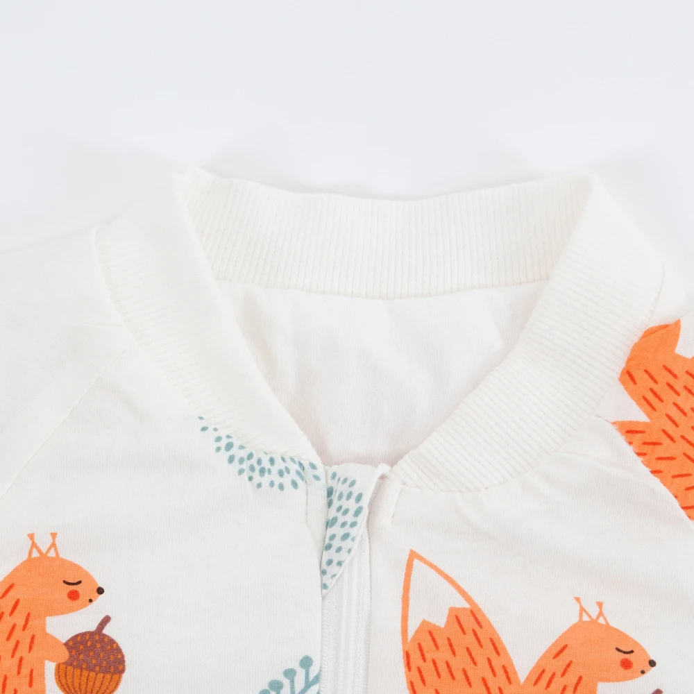Saco de dormir para bebé, saco de dormir con estampado de ardilla de dibujos animados, saco de dormir fino de algodón suave para primavera, ropa de casa para niños 1,5 Tog - imagen 3