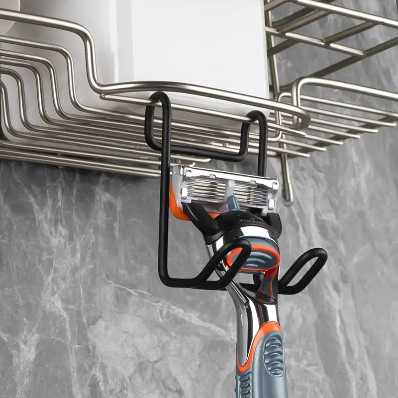 Cesta esquinera de acero inoxidable sin taladrar para baño y afeitado - imagen 5