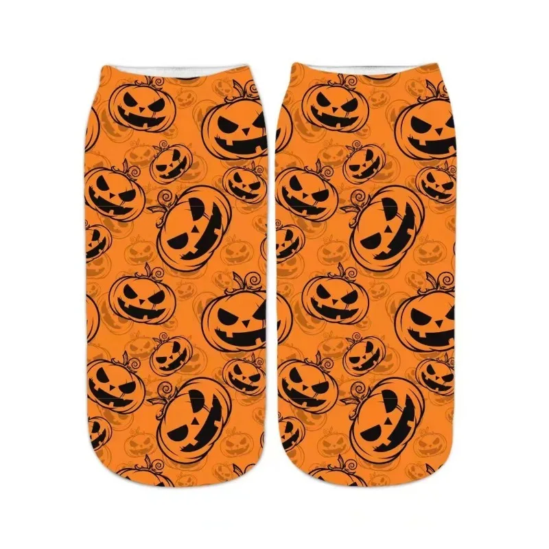 Calcetines tobilleros Halloween con estampado 3D de calabaza
