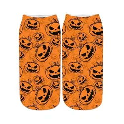 Calcetines tobilleros Halloween con estampado 3D de calabaza