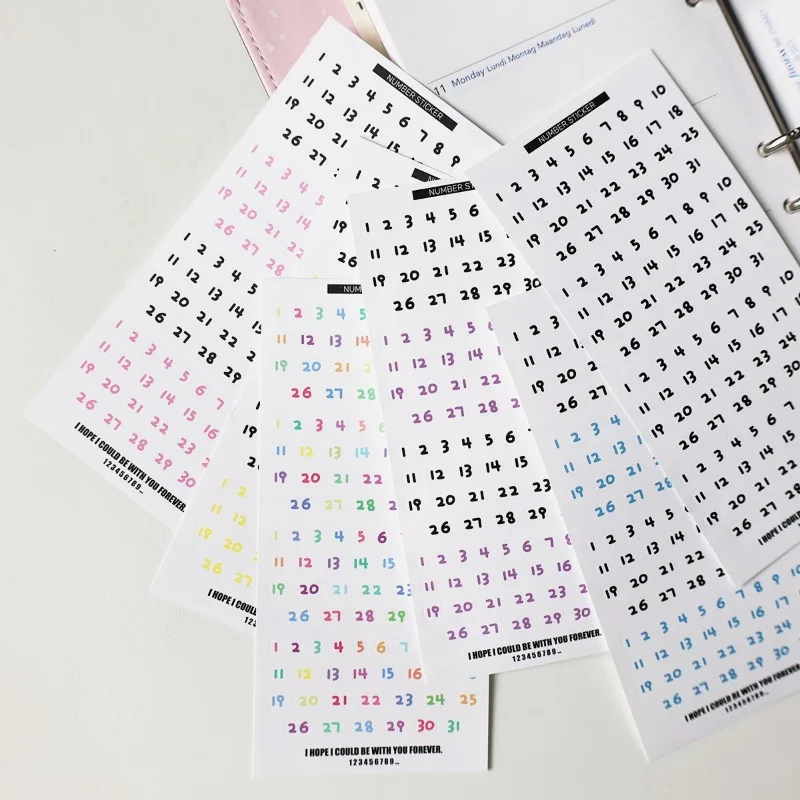 1 unidad de pegatinas de números No.1 ~ 31 con bonitos dibujos, calendario, planificador, álbum de recortes, diario, día mensual, decoración de etiquetas de tiempo diario - imagen 3