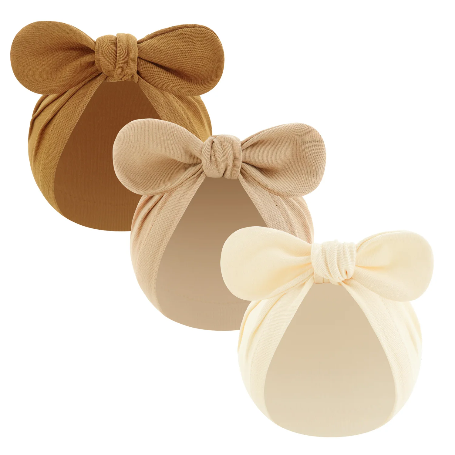 Gorro de algodón suave de Color sólido para bebé, gorro elástico con lazo anudado para niña pequeña, gorro para guardería, accesorios para bebé de 0 a 24M - imagen 2