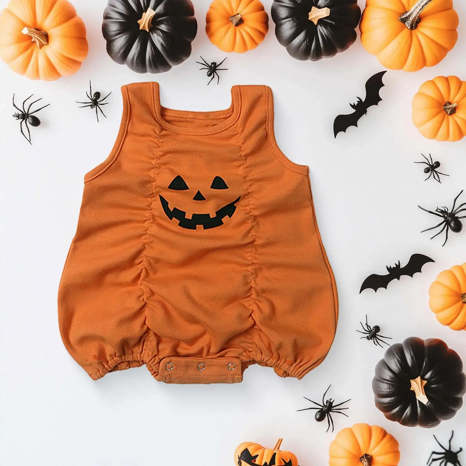 Halloween Baby Girl Boy Clothes, Festival Onesie for Babies , Sleeveless ,Autumn, Newborn Jumpsuit ,Pumpkin Romper