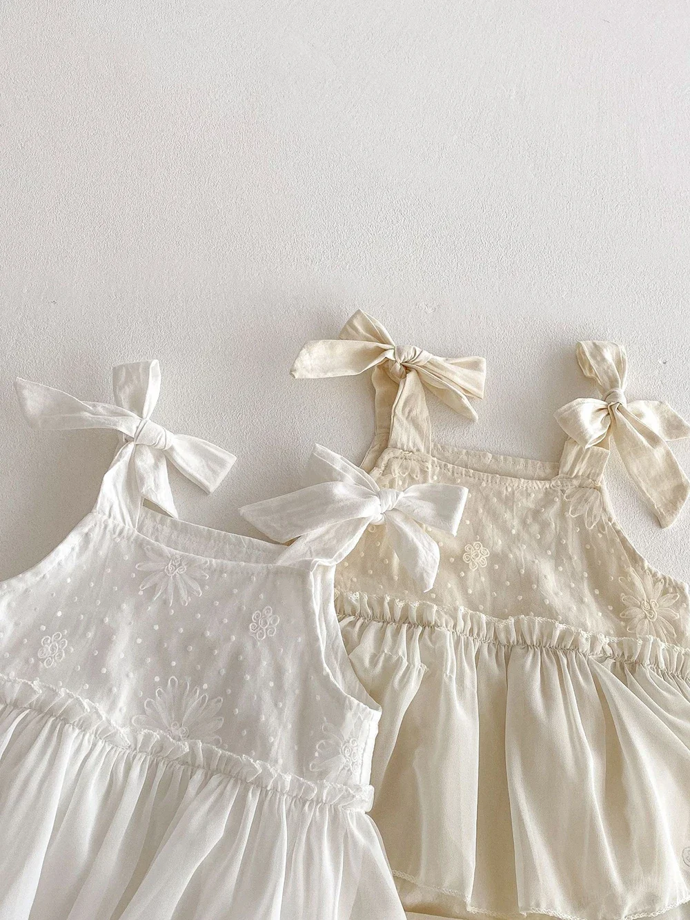 Ropa de verano para niñas, mono con volantes, decoración de lazo, camisola para niñas - imagen 2
