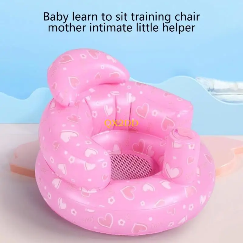 QX2D Sillón inflable para niños, silla inflable apoyo para niños pequeños, cómodo sofá para bebés, asientos mejorados, sofá - imagen 4