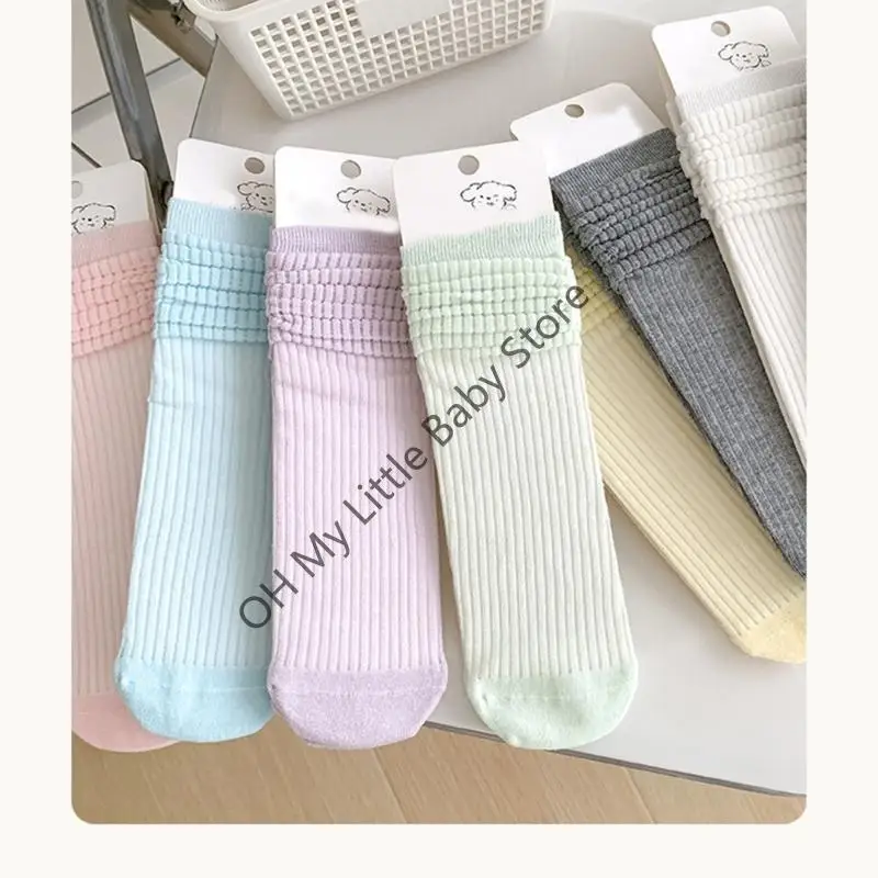 M76C Soft y transpirable Medio Calcetines algodón para niños Diseño color sólido para ropa diaria y ocasión especial - imagen 3