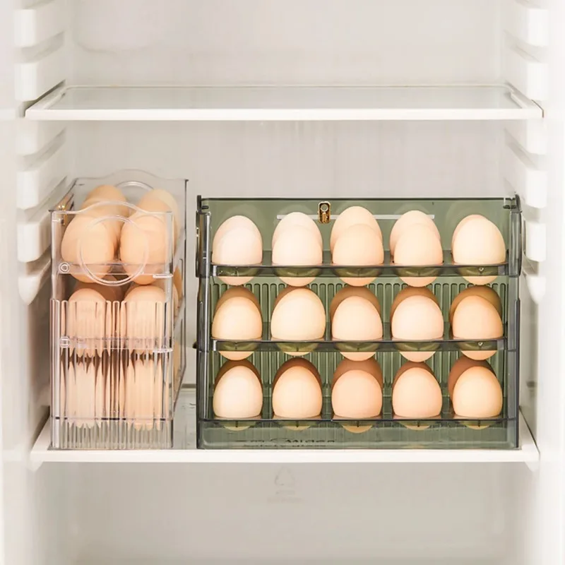 Bandeja portátil para huevos multicapa, soporte para huevos de múltiples capacidades, se puede colocar en el refrigerador, se puede voltear automáticamente - imagen 3