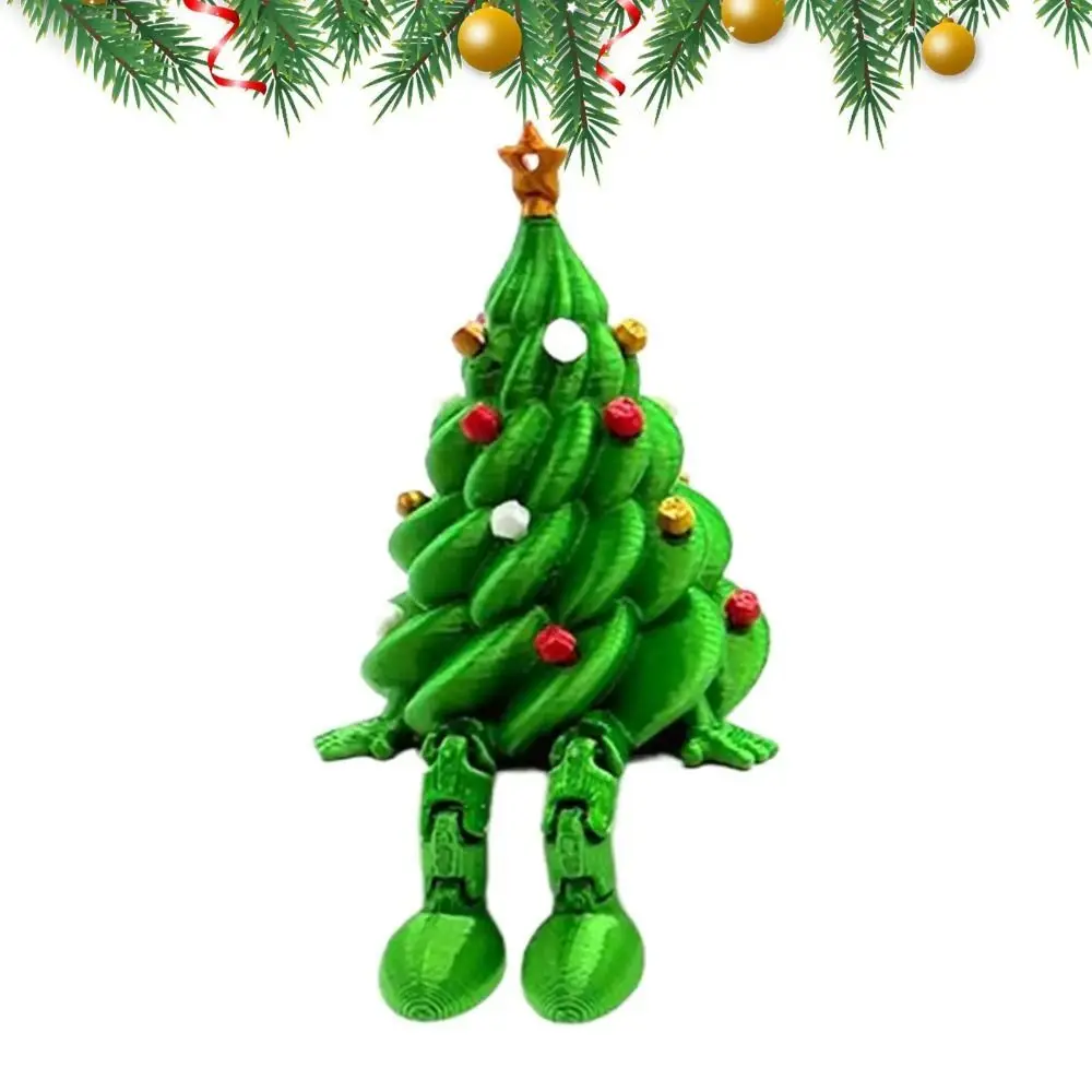 Decoración de fiesta, árbol de Navidad impreso en 3D colorido, decoración navideña única y divertida, decoración de mesa articulada verde para sala de estar