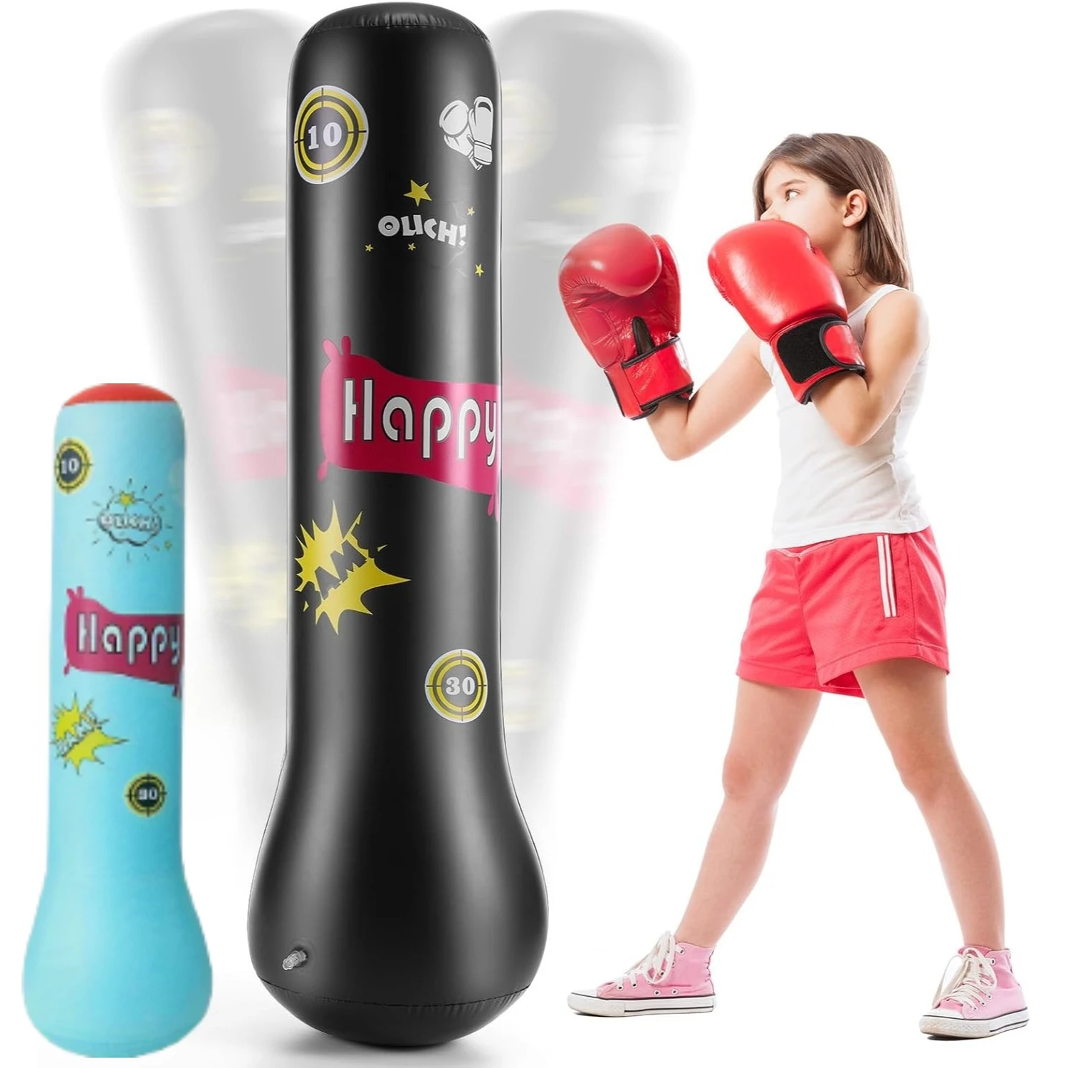 Saco de boxeo infantil rebotable con guantes - imagen 3