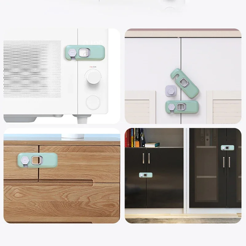 1/2 Uds. Cerradura de seguridad para gabinete para niños, cerraduras de puerta de cajón de mano antipellizco para bebés, protección de seguridad, hebilla de seguridad para refrigerador doméstico - imagen 4